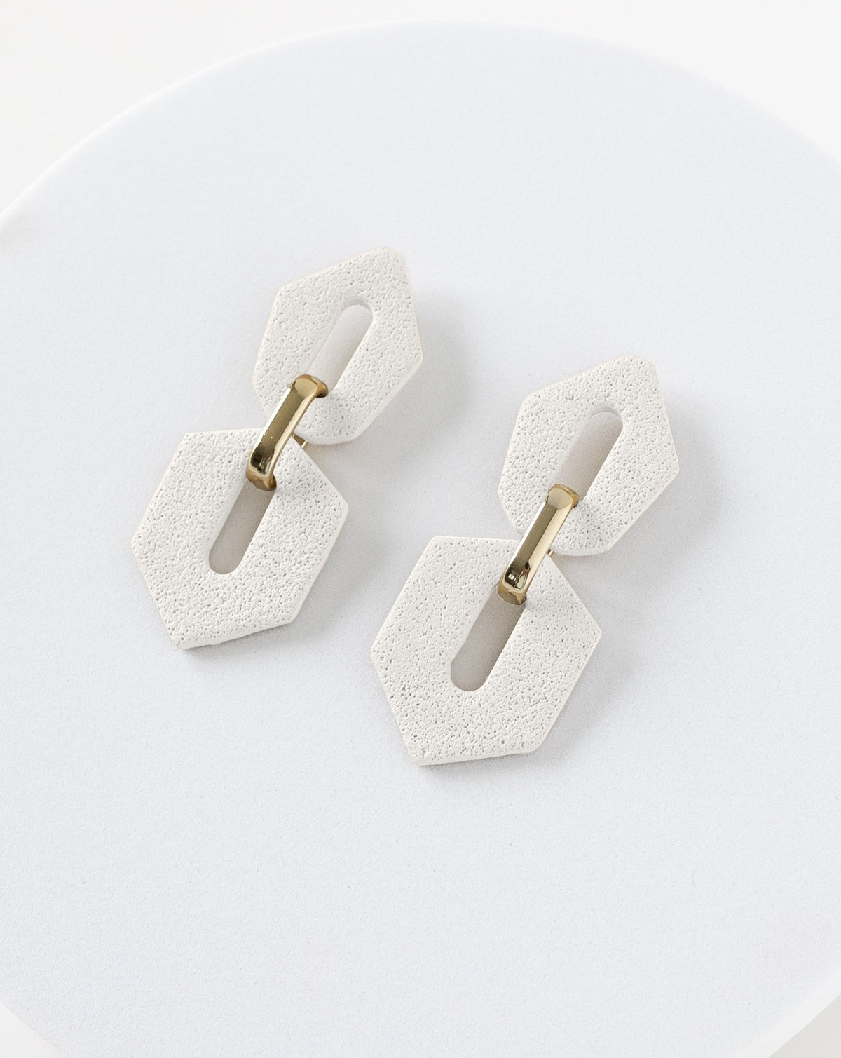 LYHO exclusive design, Shilla earrings in White color, angled color.