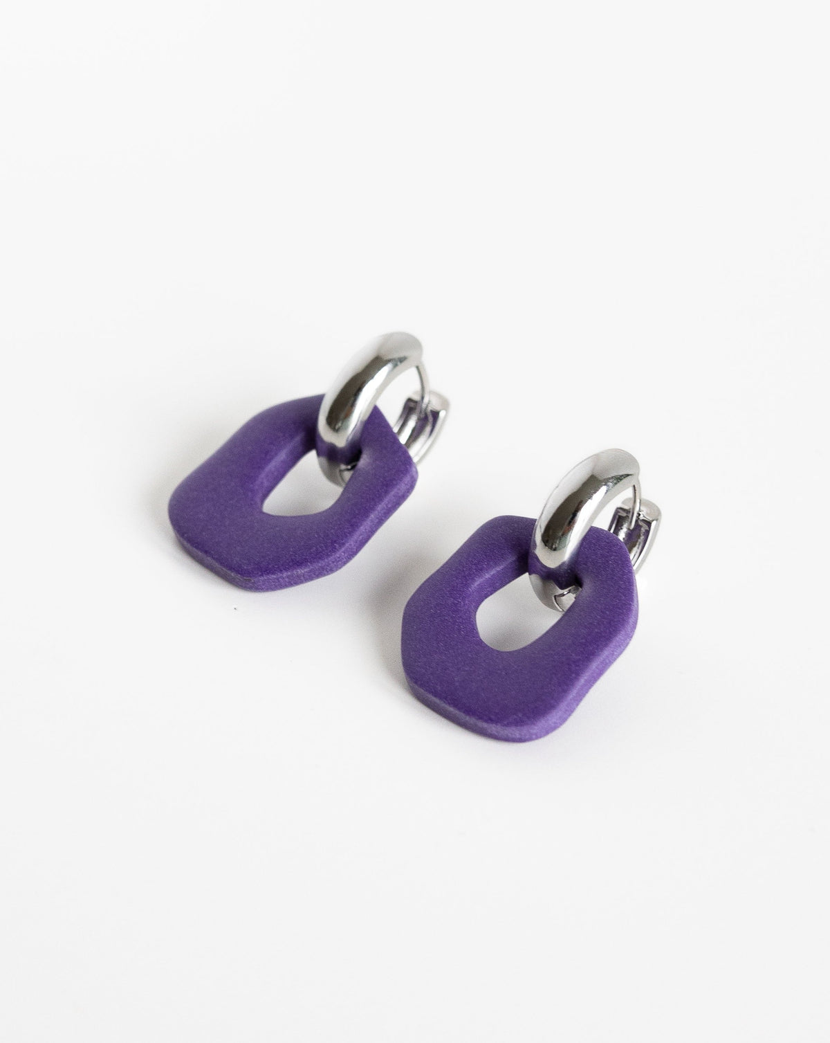 Darien earrings in Purple with silver hoops