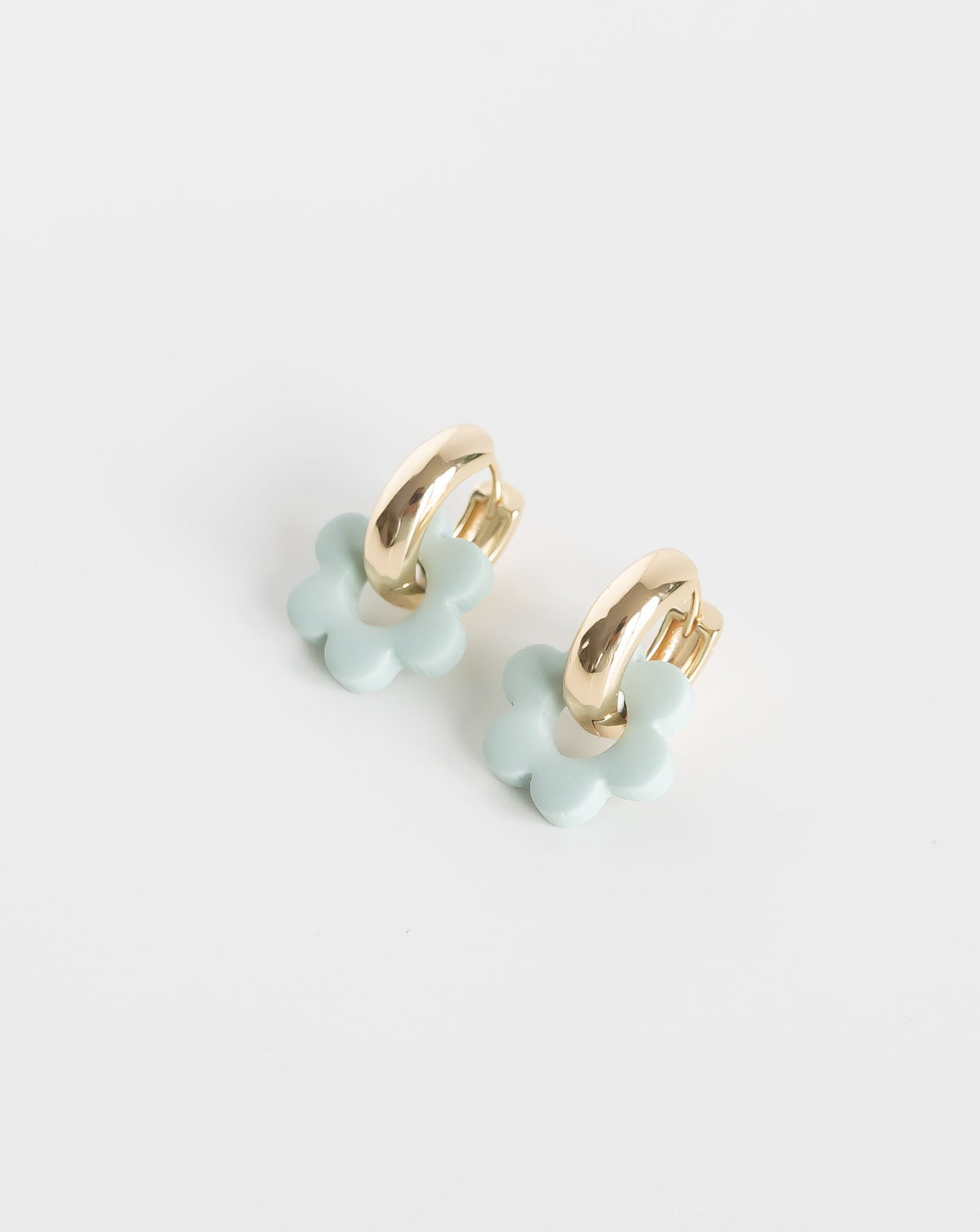 Sage color  Goli Bold earrings in gold hoops