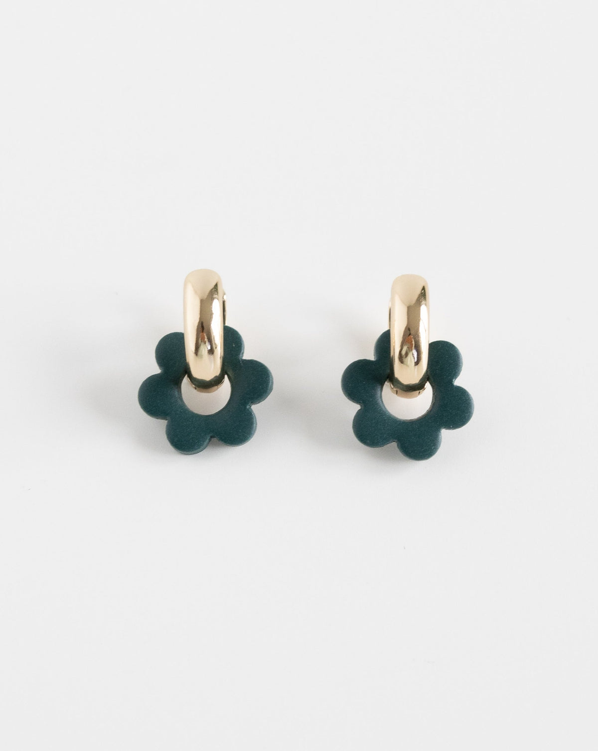pine color Goli Bold earrings in gold hoops