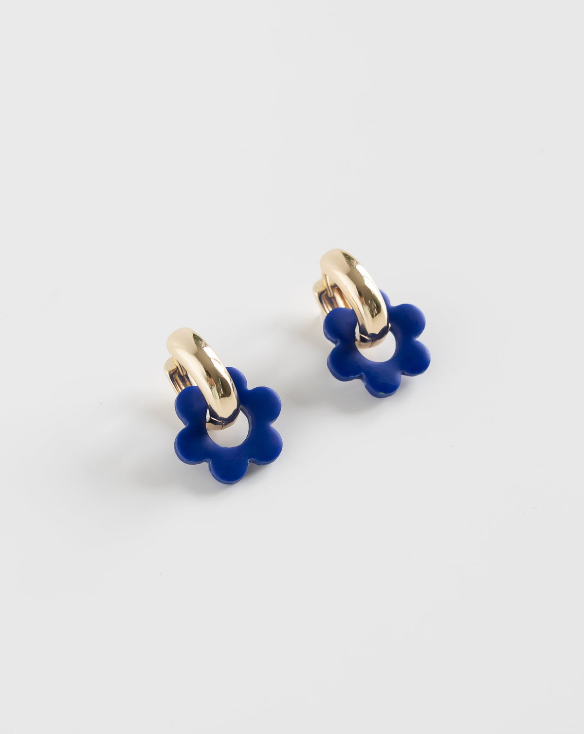 hue blue color Goli Bold earrings in gold hoops