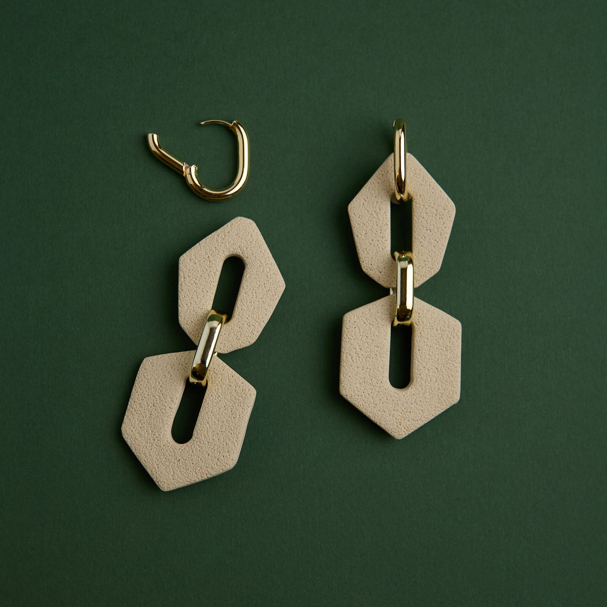 Shilla hoops earrings- color beige- Front and side angle