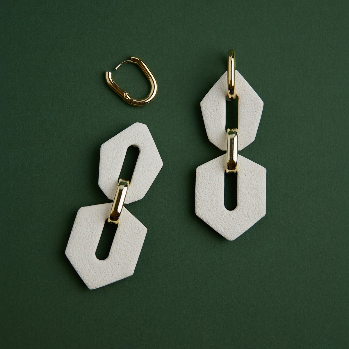 Shilla hoops earrings- color white- Front and side angle