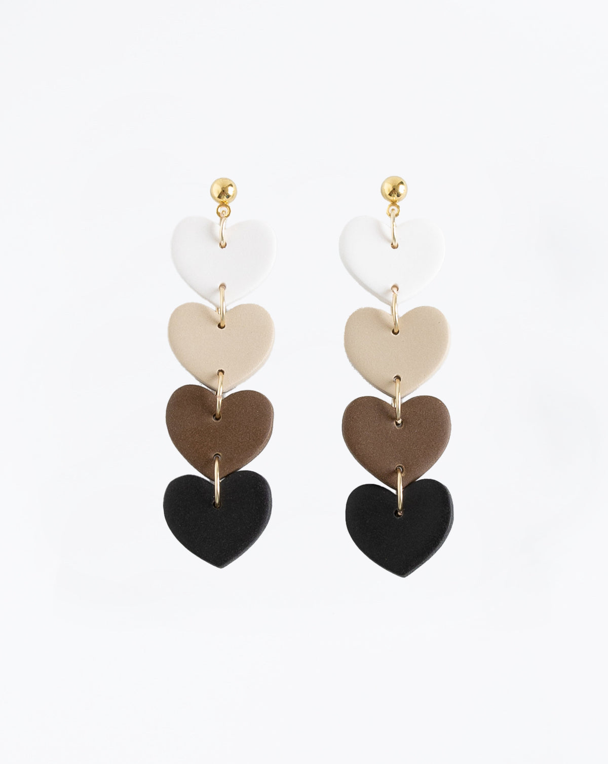 Handmade Heart Chain Earrings from LYHO Studio, 6.5 cm, Polymer Clay, Artisan Crafted in the Netherlands