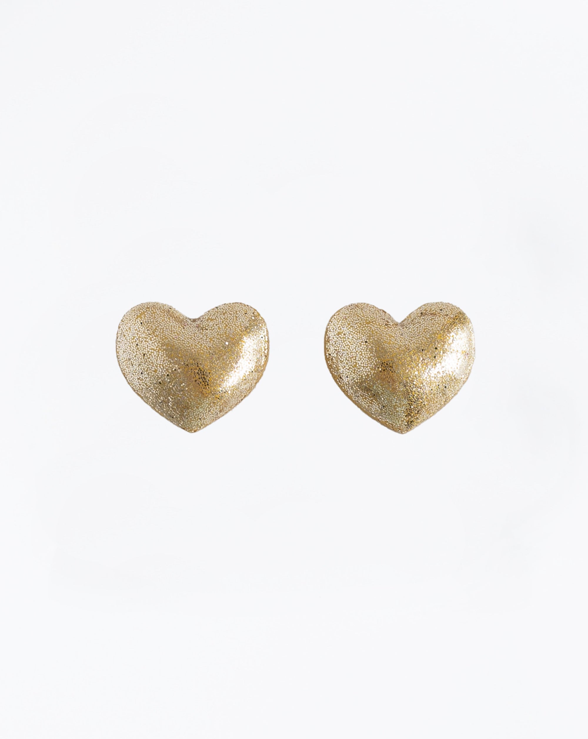 Elegant gold heart stud earrings, light weight, handmade earrings by LYHO.